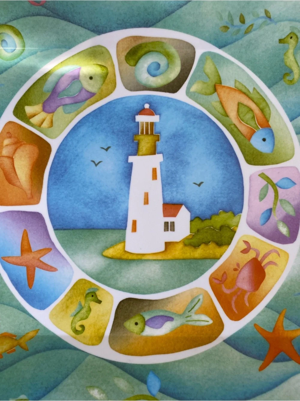 Vintage Challis & Roos Italy Coastal Lighthouse Melamine Serving Tray 13x18